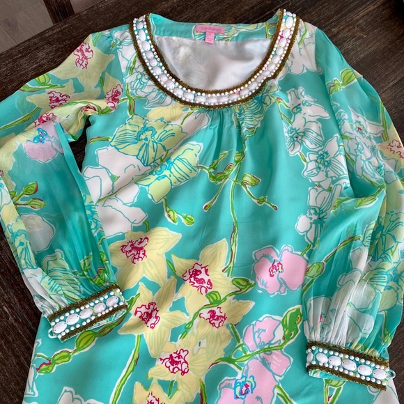 Lilly Pulitzer Silk Beaded Dress - Picture 1 of 8